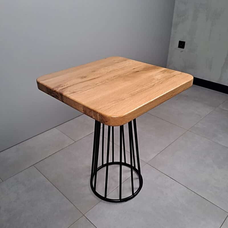 Meşe Cafe Masa (Düz Kenar Oval Köşe)