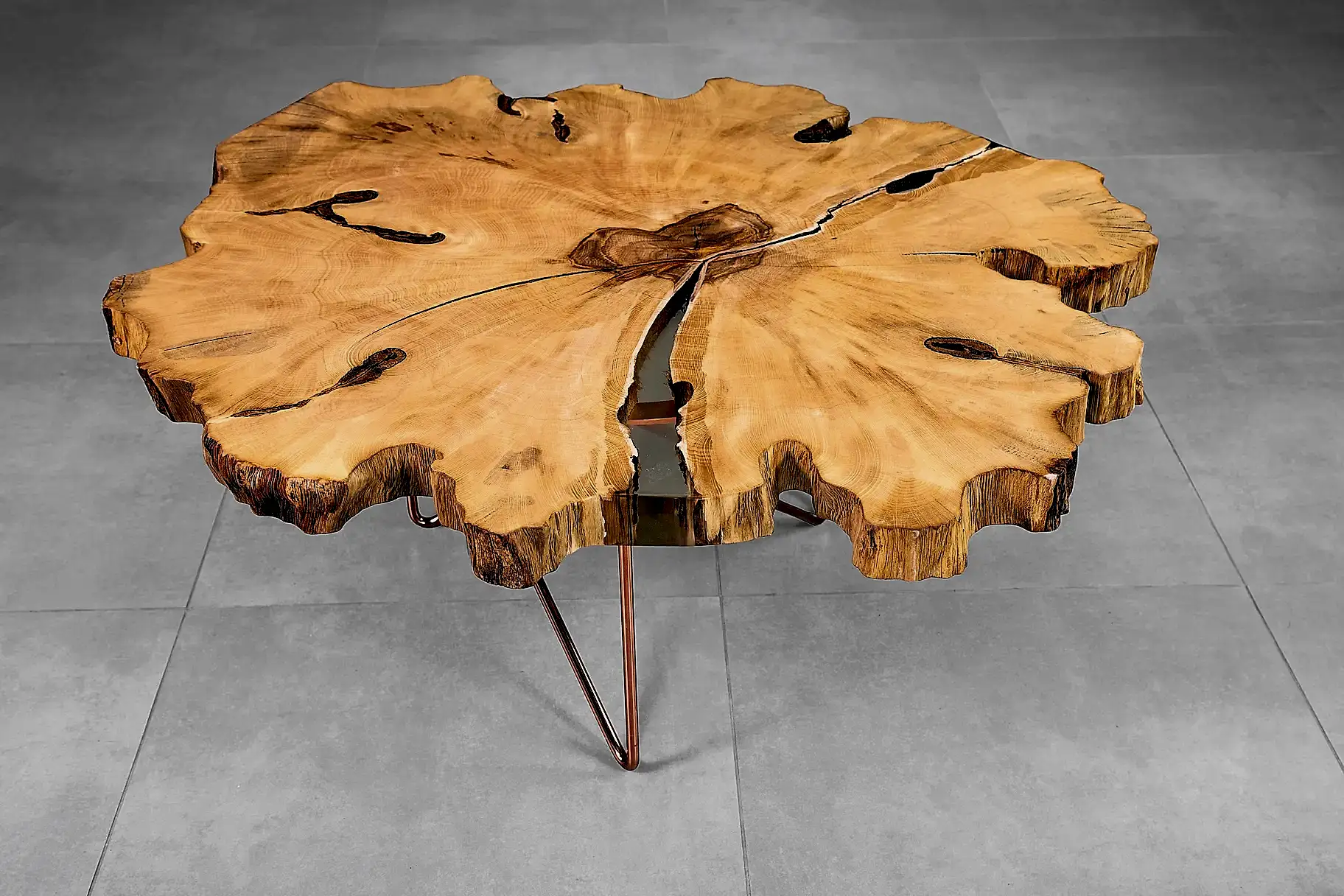 Natura Selvi Epoksili Orta Sehpa (Doğal Yuvarlak Kütük) - Görsel 2