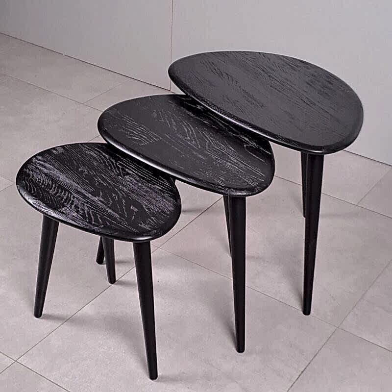 Siyah Elips 3lü Zigon Sehpa