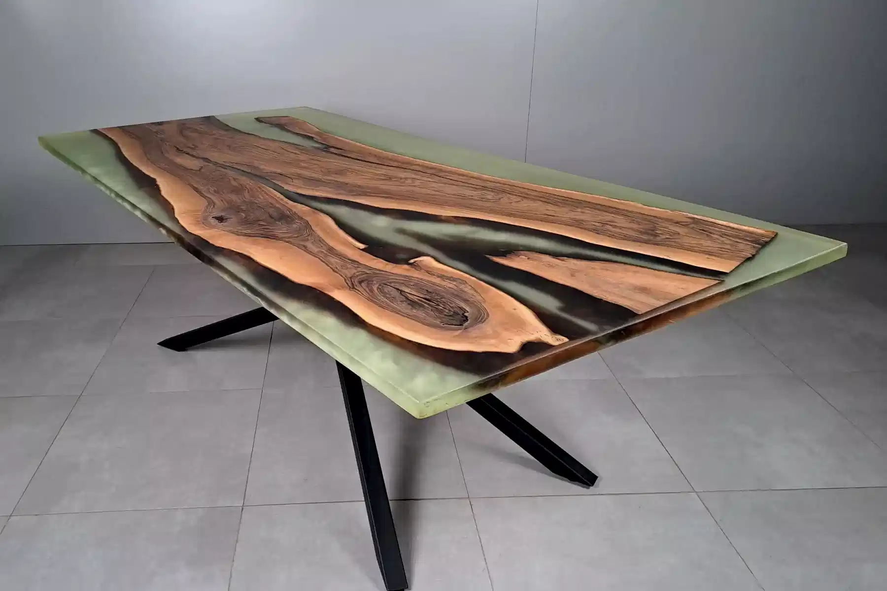 Ceviz Doğal Kenarlı Epoksili Masa Buzlu No3 - Görsel 6