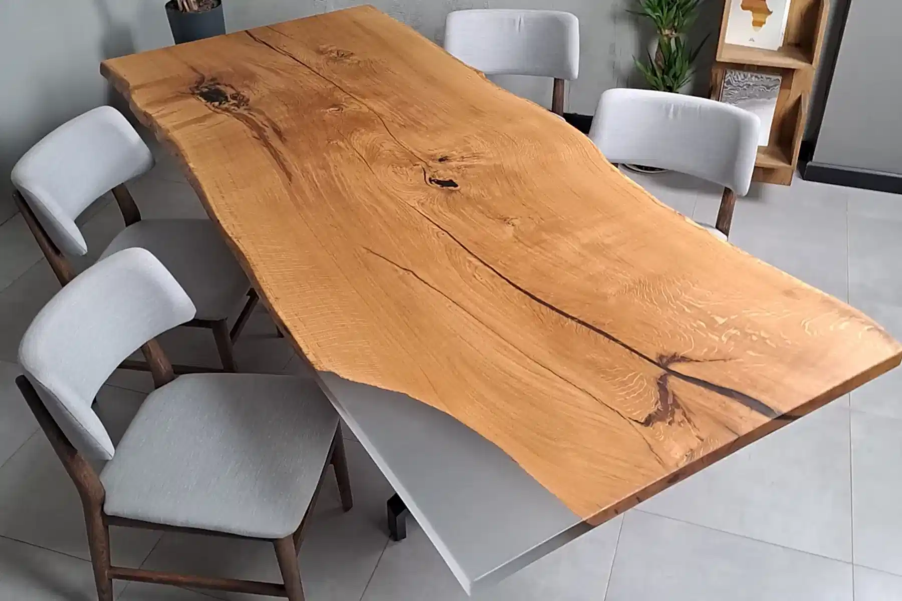 Meşe Doğal Kenarlı Epoksili Masa Buzlu - Görsel 2